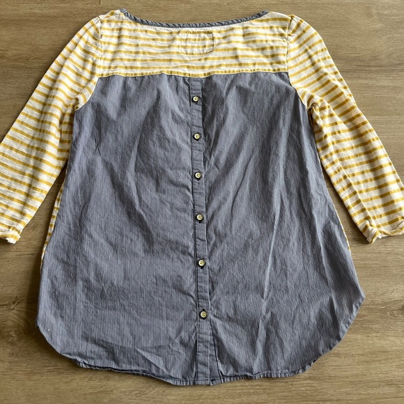 Anthropologie Postmark Postage Stamp Women’s Size Medium Striped cotton Blouse - Picture 5 of 8